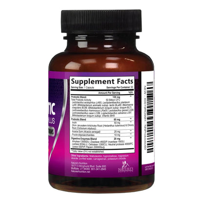 Probiotics 50 Billion CFU per Serving - 10 Strains + Prebiotics - Digestive Health, Gut & Immune Support - Supports Occasional Constipation, Gas & Bloating for Women & Men Shelf Stable - 60 Capsules - Maple Wellness Supplements