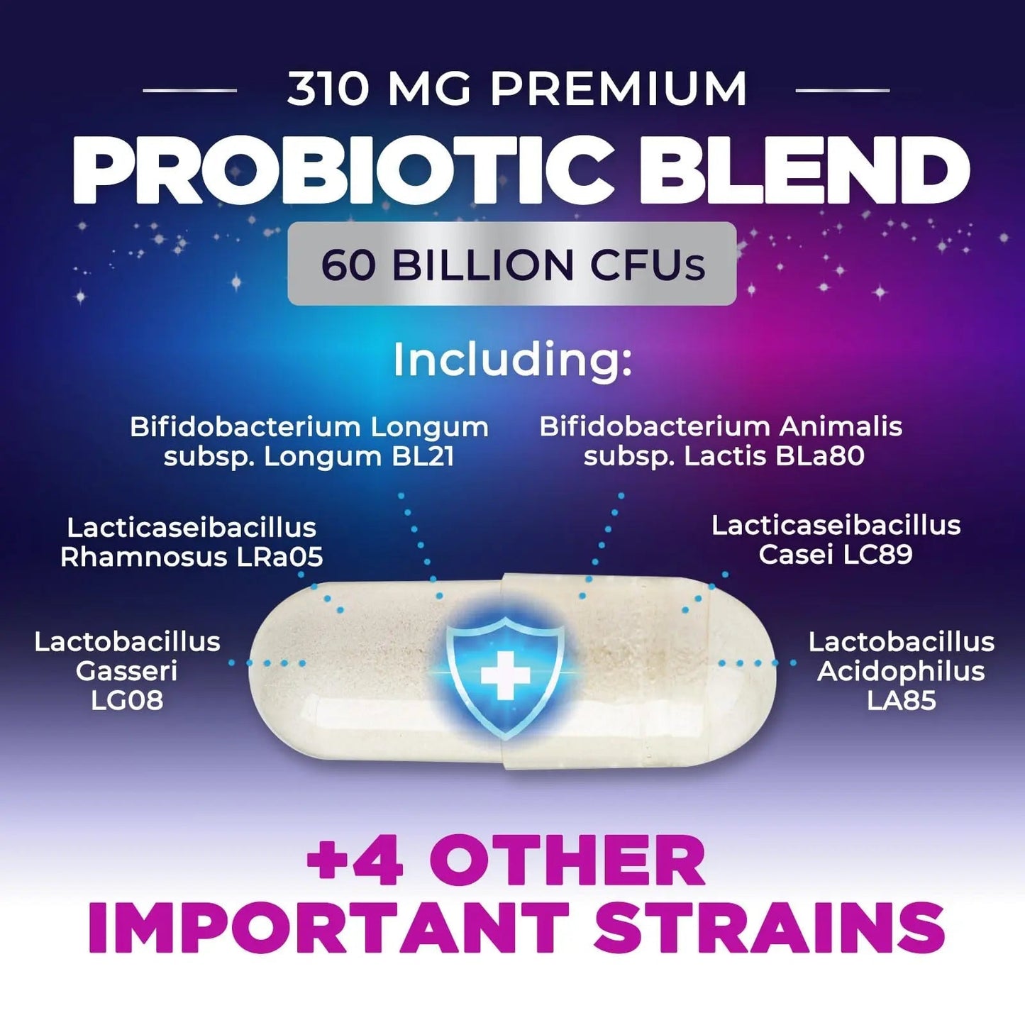 Probiotics 60 Billion CFU - 10 Strains + Digestive Enzymes & Prebiotics - Best Probiotic for Women & Men, Supports Immune, Gut Health, Occasional Constipation, Diarrhea, Gas & Bloating - 60 Capsules - Maple Wellness Supplements