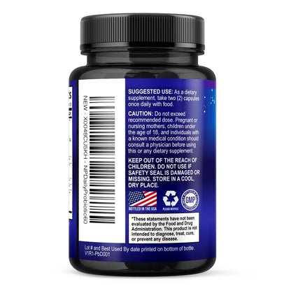 Probiotics 60 Billion CFU - 10 Strains + Digestive Enzymes & Prebiotics - Best Probiotic for Women & Men, Supports Immune, Gut Health, Occasional Constipation, Diarrhea, Gas & Bloating - 60 Capsules - Maple Wellness Supplements