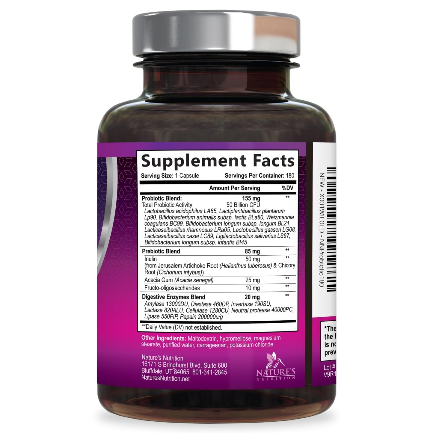 Probiotics for Digestive Gut Health - 50 Billion CFU Per Capsule, 10 Premium Strains & Prebiotics - Best Probiotics for Women & Men, Occasional Constipation, Gas, Immune Health Support - 180 Capsules - Maple Wellness Supplements