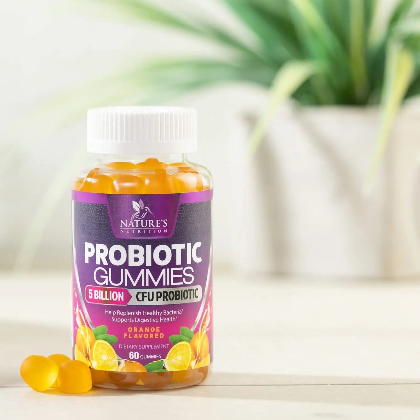 Probiotics for Digestive Health Gummies 5 Billion CFU - 6 Unique Strains for Daily Immune Support & Gut Health, Constipation, Gas & Bloating - Best Probiotic Supplement for Women & Men - 60 Gummies - Maple Wellness Supplements