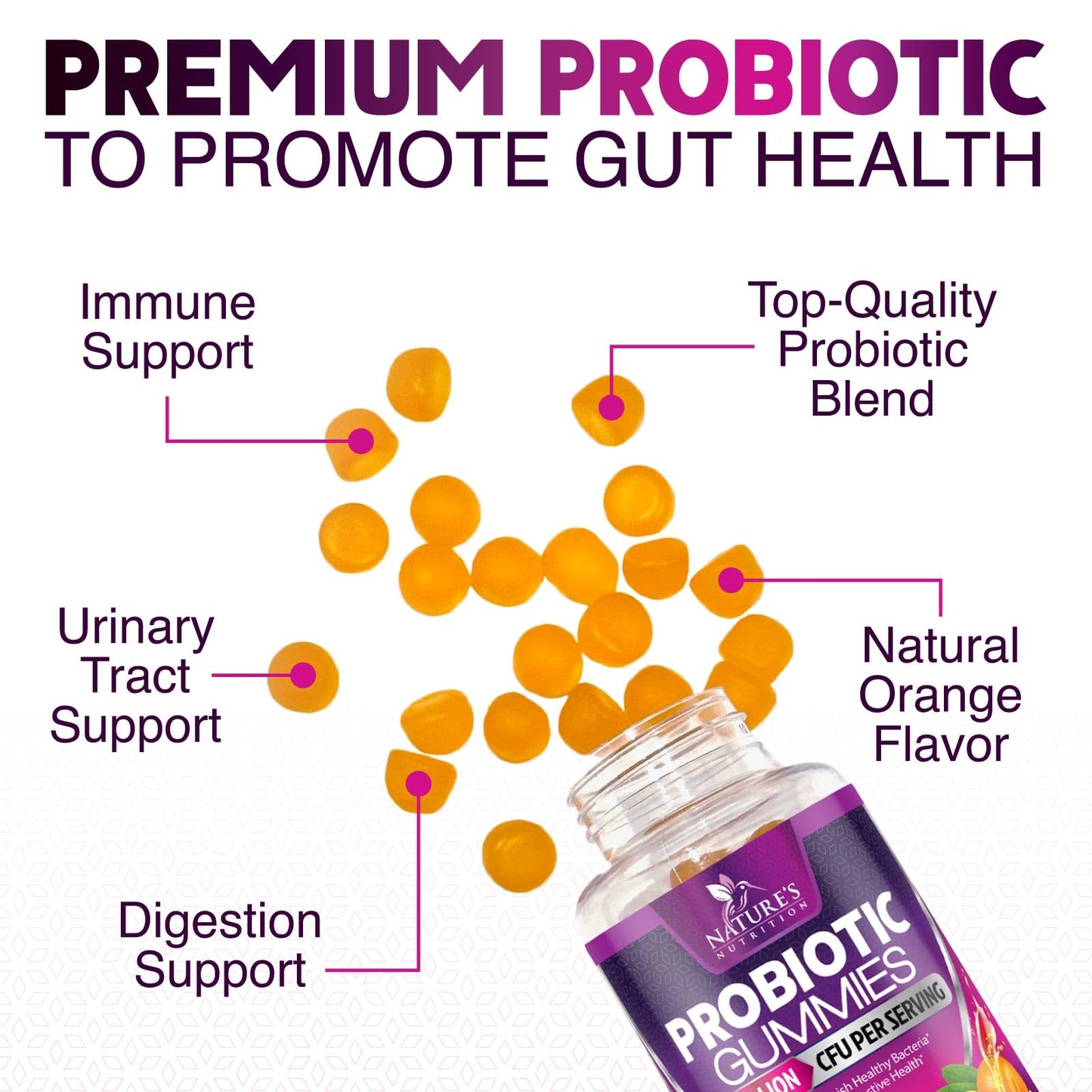 Probiotics for Digestive Health Gummies - 6 Unique Strains for Daily Immune Support & Gut Health, Supports Constipation, Gas & Bloating - Best Probiotic Supplement - Maple Wellness Supplements