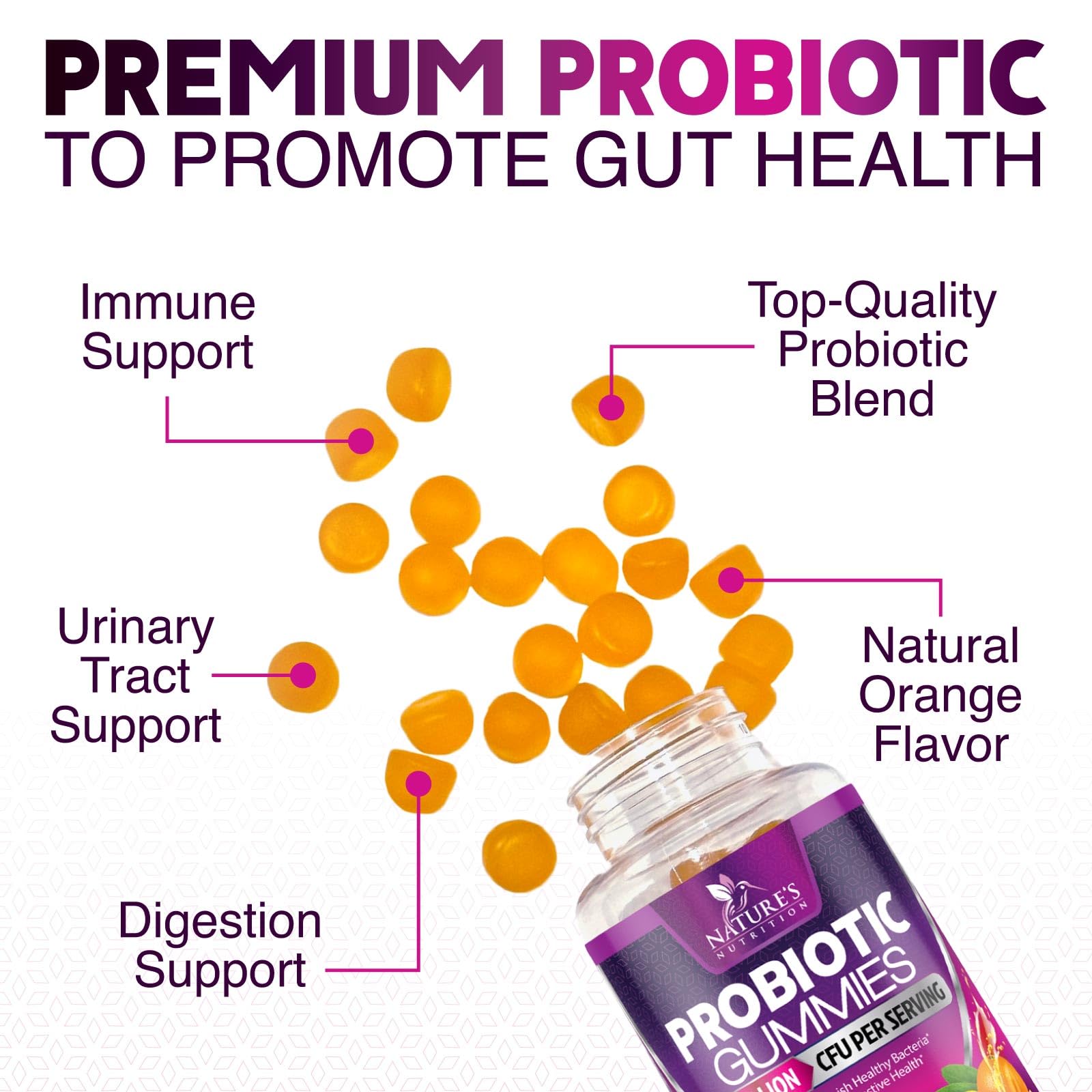 Probiotics for Digestive Health Gummies - 6 Unique Strains for Daily Immune Support & Gut Health, Supports Constipation, Gas & Bloating - Best Probiotic Supplement - Maple Wellness Supplements