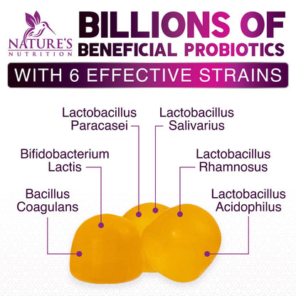 Probiotics for Digestive Health Gummies - 6 Unique Strains for Daily Immune Support & Gut Health, Supports Constipation, Gas & Bloating - Best Probiotic Supplement - Maple Wellness Supplements
