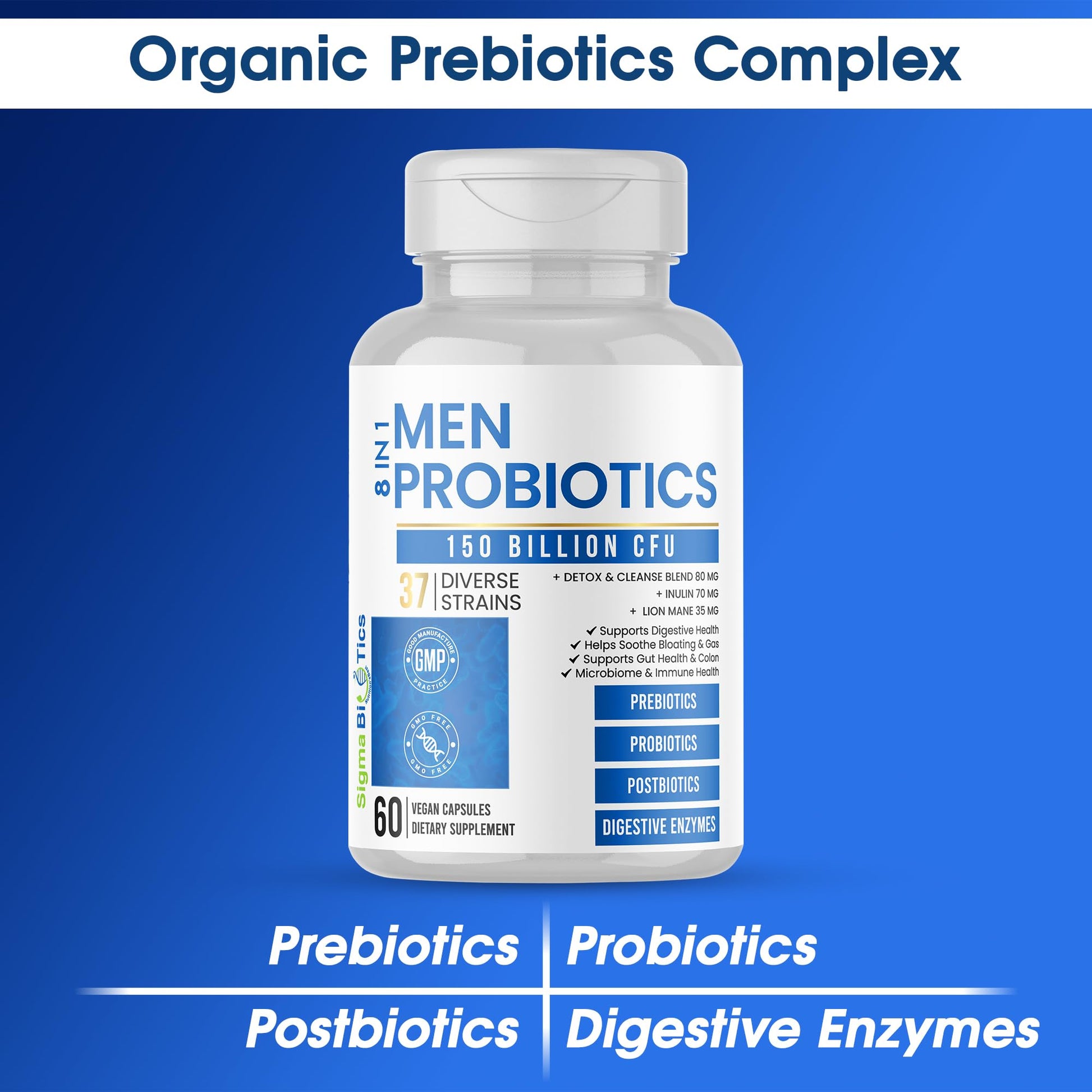Probiotics for Men - 150 Billion CFU Acidophilus Capsules with Prebiotics & Postbiotics - Supports Gut Microbiome, Colon & Immune Health - Maple Wellness Supplements