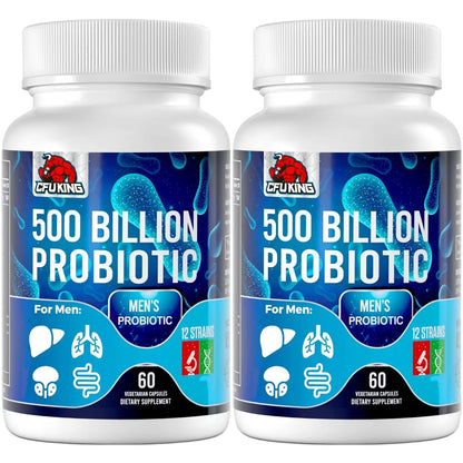 Probiotics for Men, 500 Billion CFU & 12 Mens Probiotic for Digestive Health + 4 Organic Prebiotic Fiber, for Digestive, Gut, Immune Health, Bloating, Gas, Energy Support, Shelf Stable - 120 Capsules - Maple Wellness Supplements