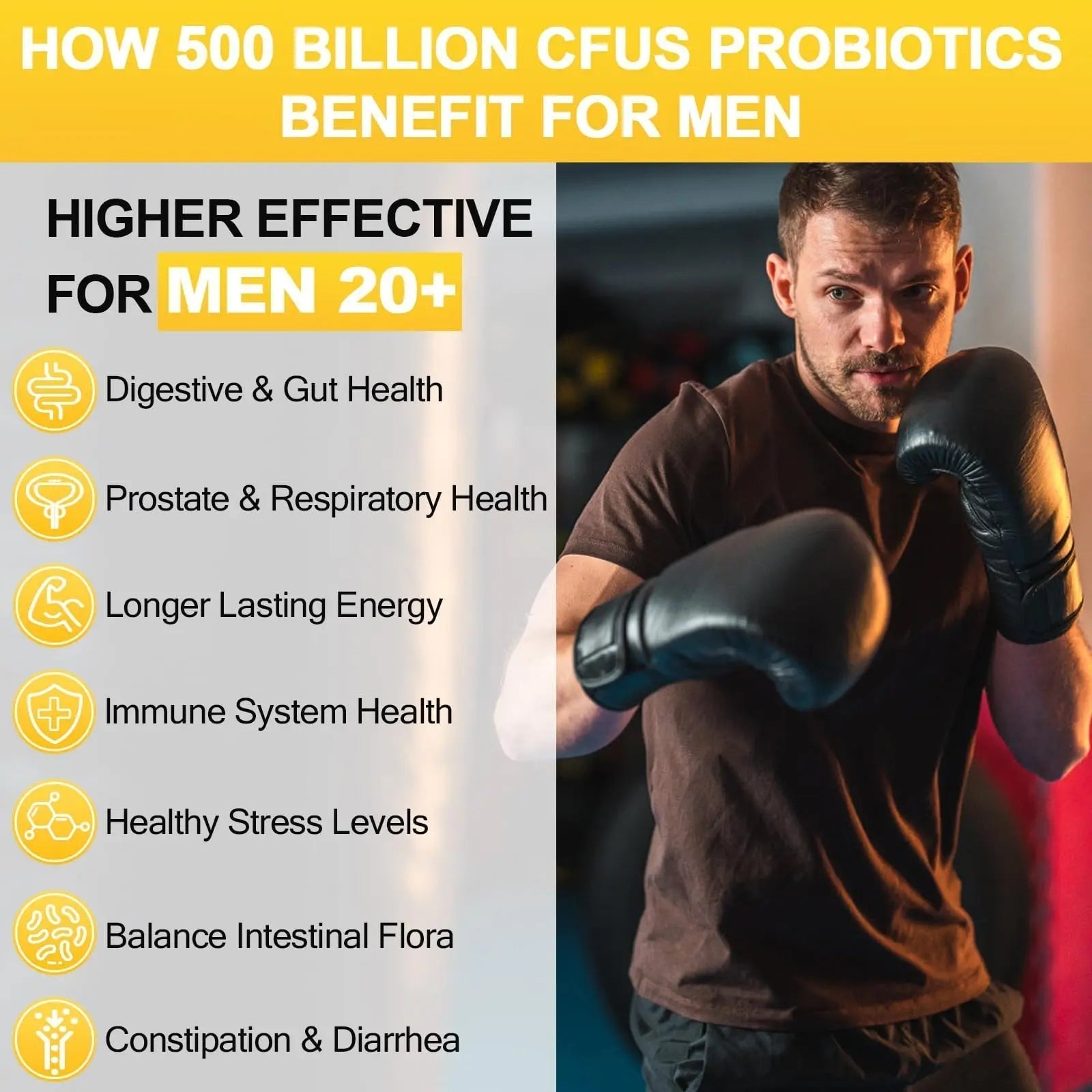 Probiotics for Men, 500 Billion CFUs & 12 Strains Mens Probiotic with Turmeric Cranberry, Goji, Gut Health for Men, for Digestive Health, Gut, Bloating & Gas, Immune, Energy Support, 120-Day Supply - Maple Wellness Supplements