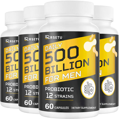 Probiotics for Men, 500 Billion CFUs & 12 Strains Mens Probiotic with Turmeric Cranberry, Goji, Gut Health for Men, for Digestive Health, Gut, Bloating & Gas, Immune, Energy Support, 120-Day Supply - Maple Wellness Supplements