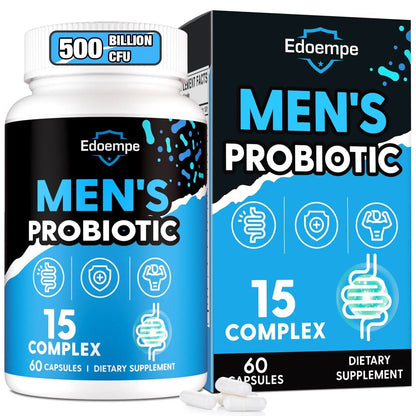 Probiotics for Men, 500 Billion CFUs 12 Strains, Mens Probiotics for Gut Health*, Digestive Health*, Energy, Prostate & Urinary Tract*, with Cranberry, Goji, Turmeric & Amla, Shelf Stable, 60 Caps - Maple Wellness Supplements