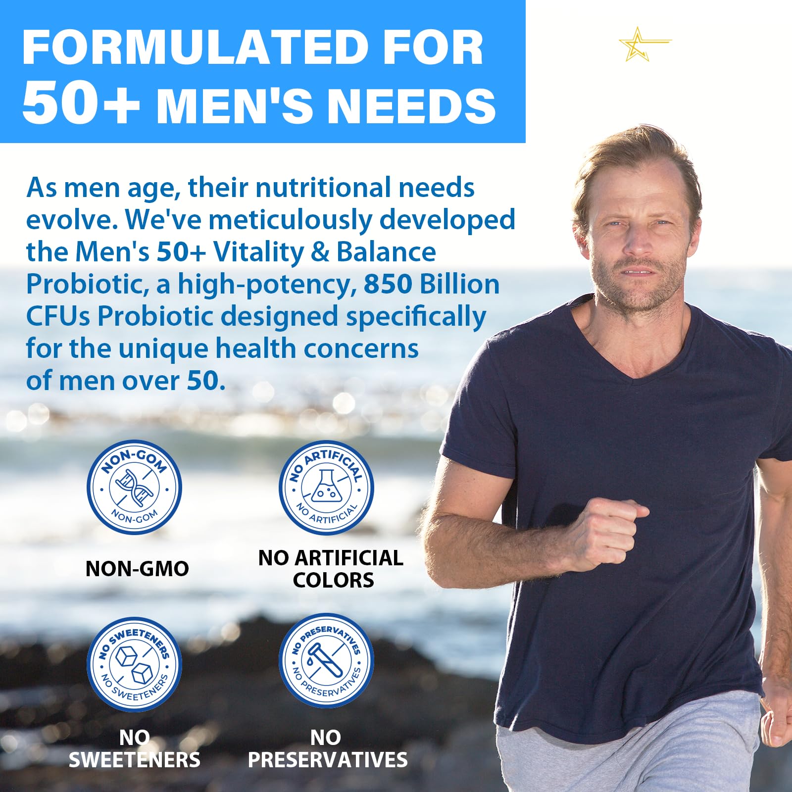 Probiotics for Men, Advanced 50+ Mens Probiotic, Comprehensive Gut & Energy Support with 850 Billion CFU, 1800mg Prebiotics Fiber – Tailored Wellness mens probiotics - Maple Wellness Supplements
