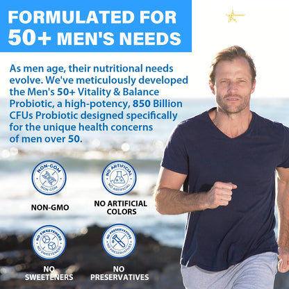 Probiotics for Men, Advanced 50+ Mens Probiotic, Comprehensive Gut & Energy Support with 850 Billion CFU, 1800mg Prebiotics Fiber – Tailored Wellness mens probiotics - Maple Wellness Supplements