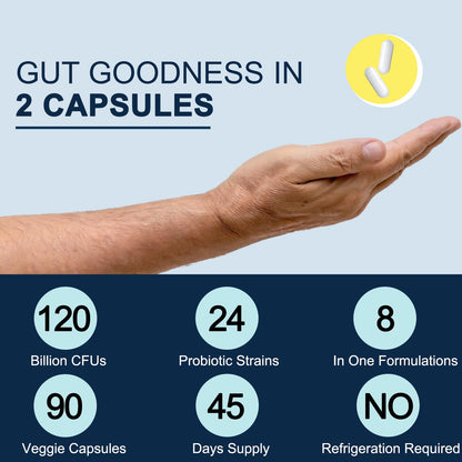Probiotics for Men Digestive Health, 120 Billion CFUs Mens Probiotic with Digestive Enzymes & Prebiotics & Saw Palmetto & Cranberry for Gut, Prostate & Urinary - Maple Wellness Supplements