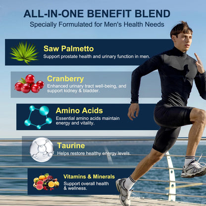 Probiotics for Men Digestive Health, 120 Billion CFUs Mens Probiotic with Digestive Enzymes & Prebiotics & Saw Palmetto & Cranberry for Gut, Prostate & Urinary - Maple Wellness Supplements