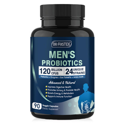 Probiotics for Men Digestive Health, 120 Billion CFUs Mens Probiotic with Digestive Enzymes & Prebiotics & Saw Palmetto & Cranberry for Gut, Prostate & Urinary - Maple Wellness Supplements