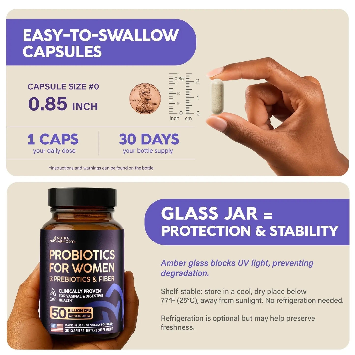 Probiotics for Women 50 Billion CFU - Vaginal Probiotics Clinically Proven for Yeast & pH Balance - Digestion & Bloating Relief - 8 Strains + Prebiotics - Delay Release - Made in USA, 30 Capsules - Maple Wellness Supplements