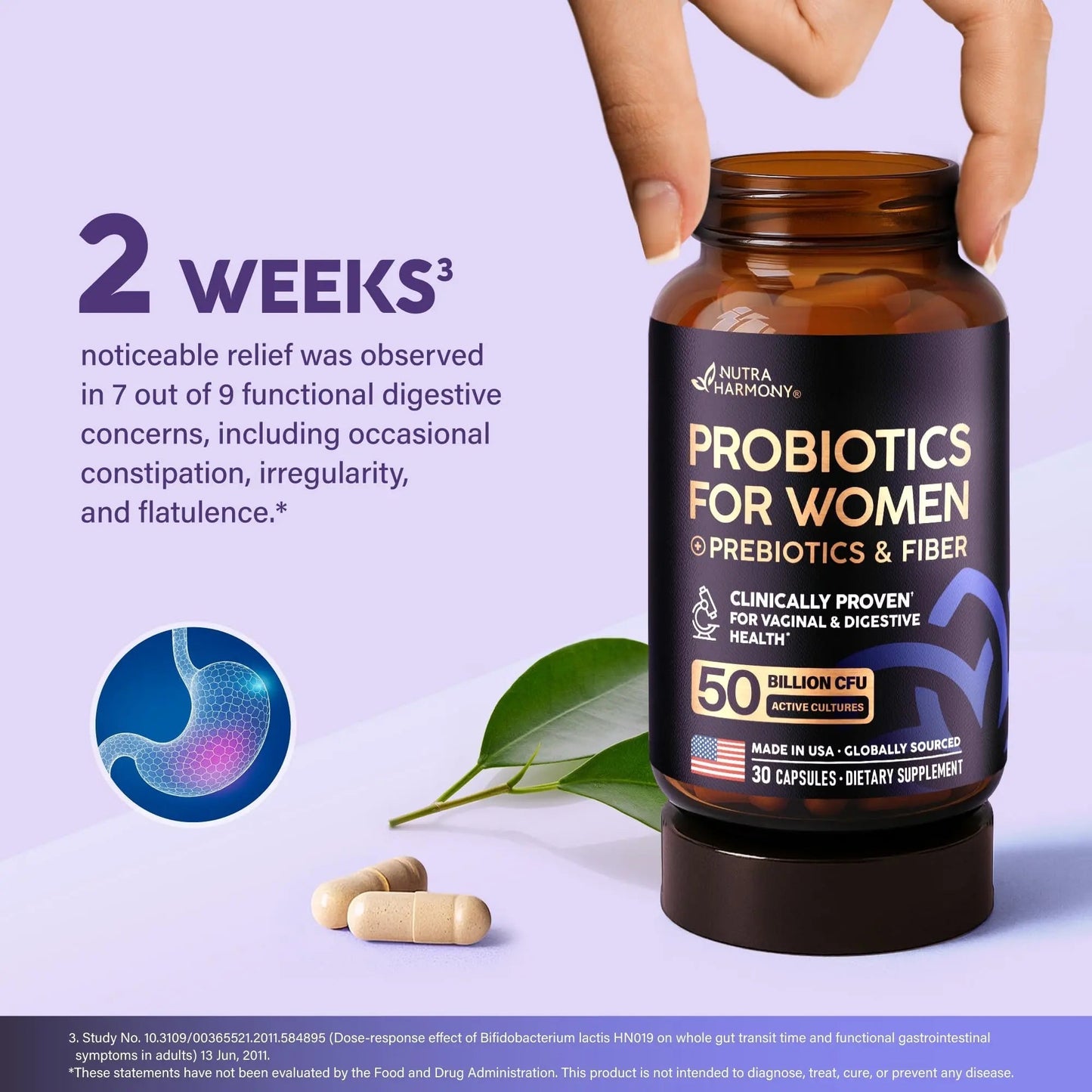 Probiotics for Women 50 Billion CFU - Vaginal Probiotics Clinically Proven for Yeast & pH Balance - Digestion & Bloating Relief - 8 Strains + Prebiotics - Delay Release - Made in USA, 30 Capsules - Maple Wellness Supplements