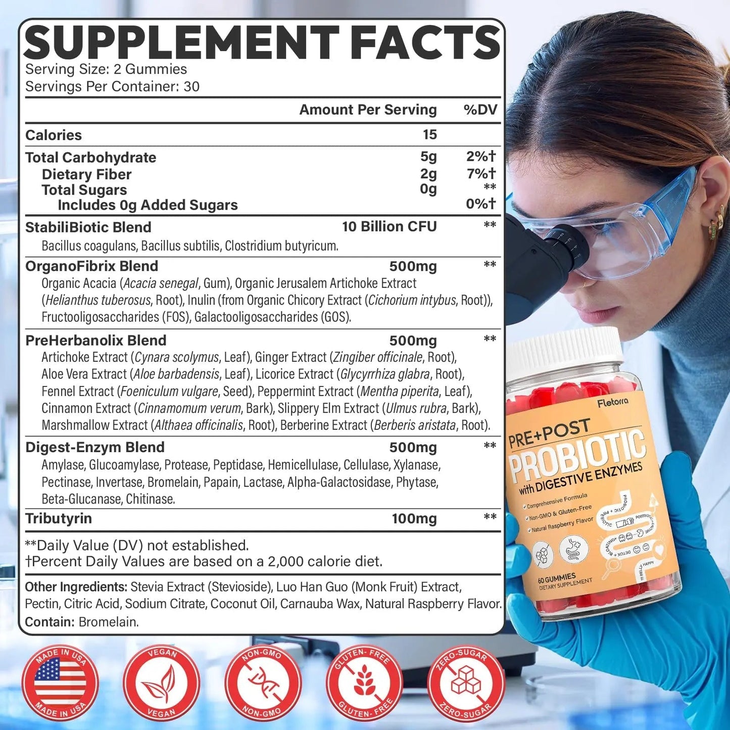 Probiotics for Women and Men, with 15 Prebiotics, 16 Digestive Enzymes & Postbiotics - Probiotics for Digestive Health & Bloating, Probiotic Gummies for Gut Health & Immunity, Sugar-Free, 60 Gummies - Maple Wellness Supplements
