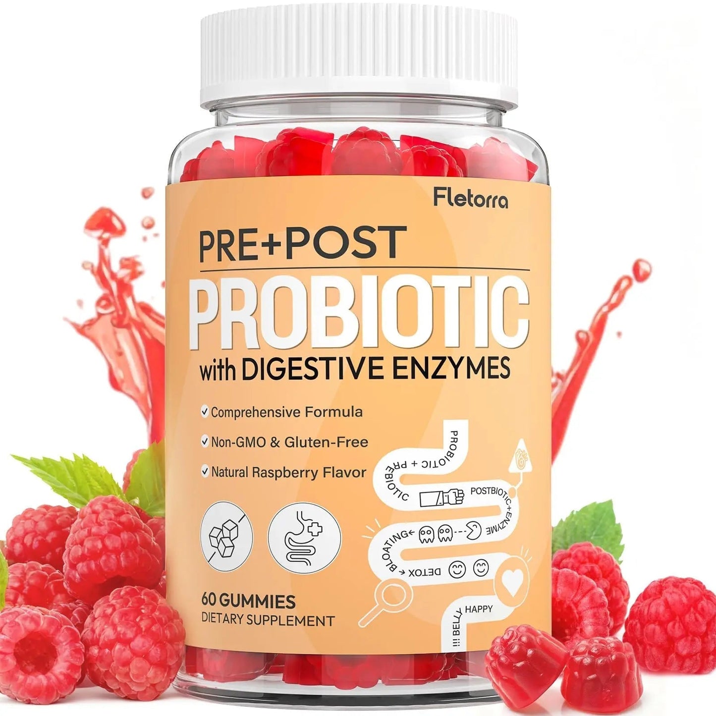 Probiotics for Women and Men, with 15 Prebiotics, 16 Digestive Enzymes & Postbiotics - Probiotics for Digestive Health & Bloating, Probiotic Gummies for Gut Health & Immunity, Sugar-Free, 60 Gummies - Maple Wellness Supplements