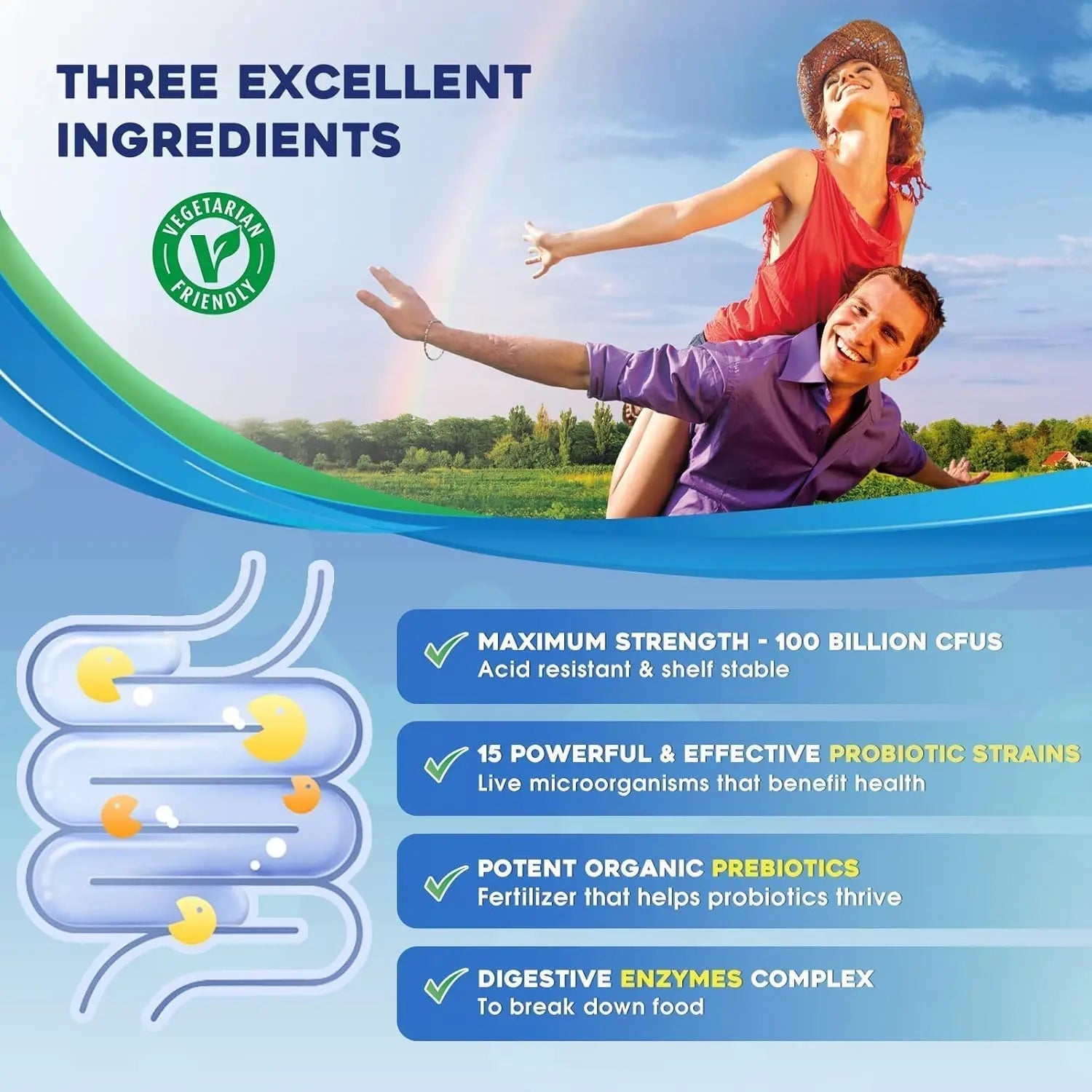 Probiotics for Women & Men - 100 Billion Plus Digestive Enzymes & Prebiotics, Highest Potency 3-in-1 Complete Probiotics for Digestive Health, Immune Support - Maple Wellness Supplements