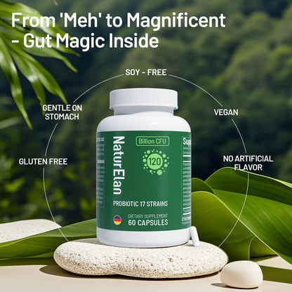 Probiotics for Women & Men - 120 Billion CFU, 17 Powerful Strains for Gut Health, Immunity & Fast Bloating Relief, Third - Party Tested, Non-GMO & Vegan Probiotics Formula for Digestive Health, 60 CT - Maple Wellness Supplements