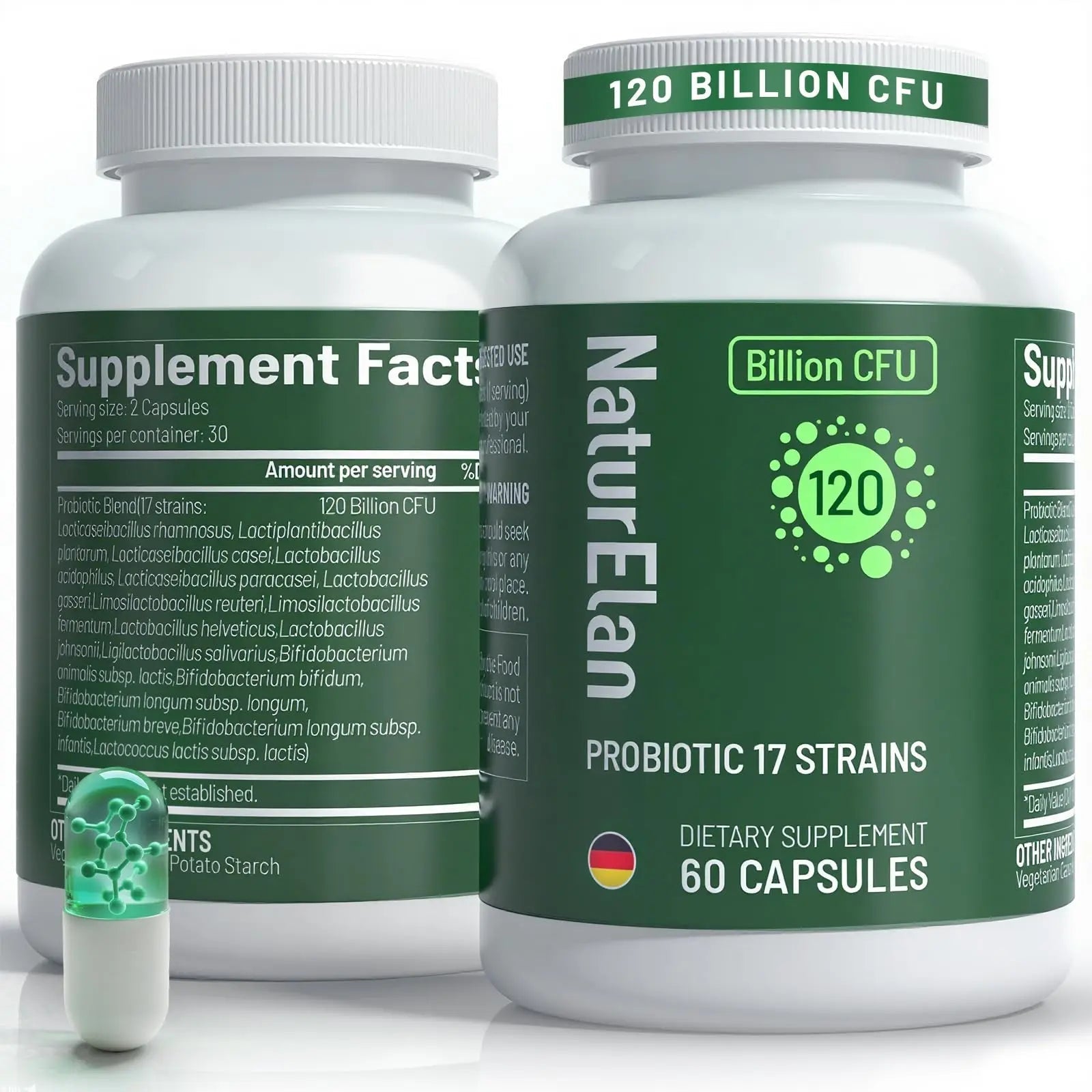 Probiotics for Women & Men - 120 Billion CFU, 17 Powerful Strains for Gut Health, Immunity & Fast Bloating Relief, Third - Party Tested, Non-GMO & Vegan Probiotics Formula for Digestive Health, 60 CT - Maple Wellness Supplements