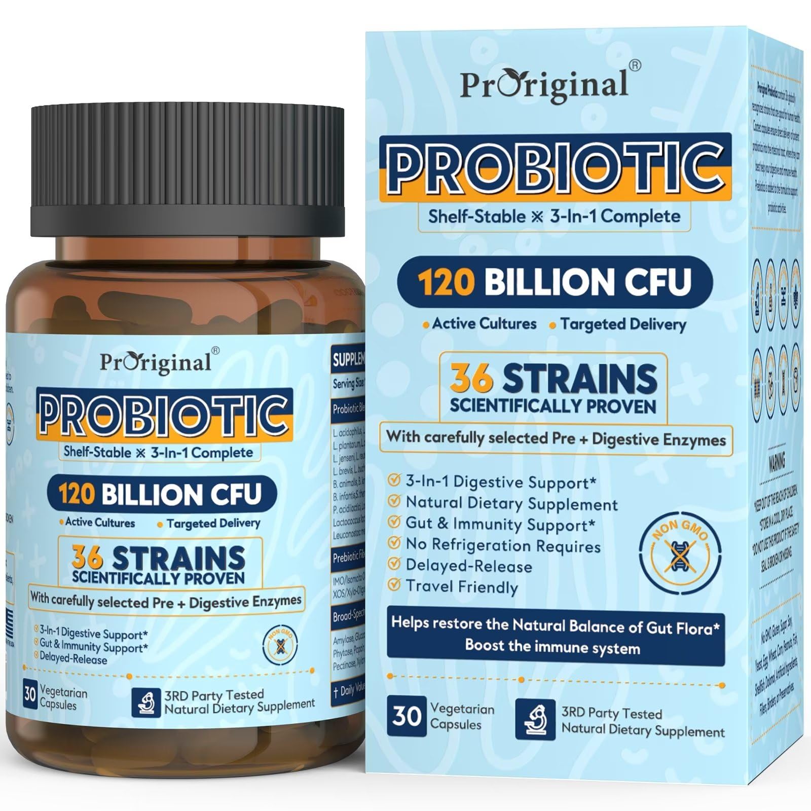 Probiotics for Women & Men 120 Billion CFU with 36 Probiotic Strains for Digestive Health and Gut Health, Delayed Release Capsules, Stomach Acid Resistant, - Maple Wellness Supplements