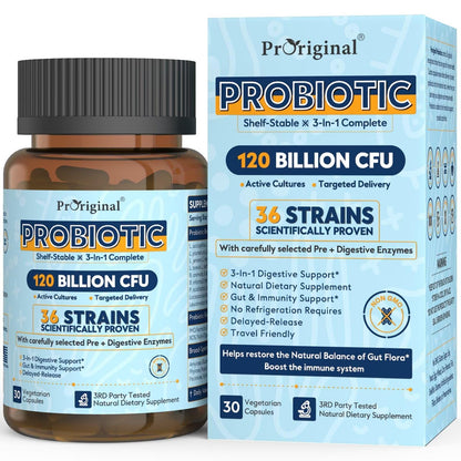 Probiotics for Women & Men 120 Billion CFU with 36 Probiotic Strains for Digestive Health and Gut Health, Delayed Release Capsules, Stomach Acid Resistant, - Maple Wellness Supplements