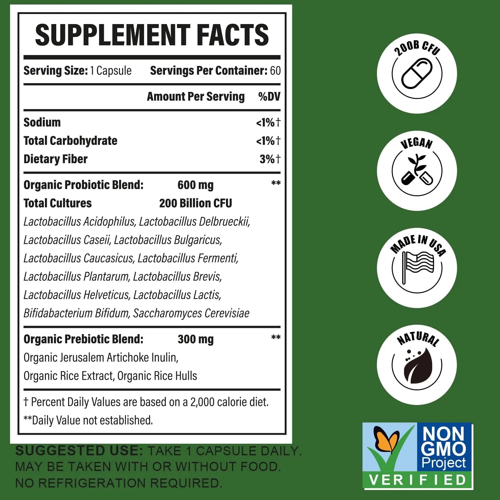 Probiotics for Women & Men, 200 Billion CFU 12 Strains with 3 Organic Prebiotics and Probiotics for Digestive Health Gut, Immune, Bloating & Gas, Energy, Overall Health, Shelf Stable - 2 Month Supply - Maple Wellness Supplements