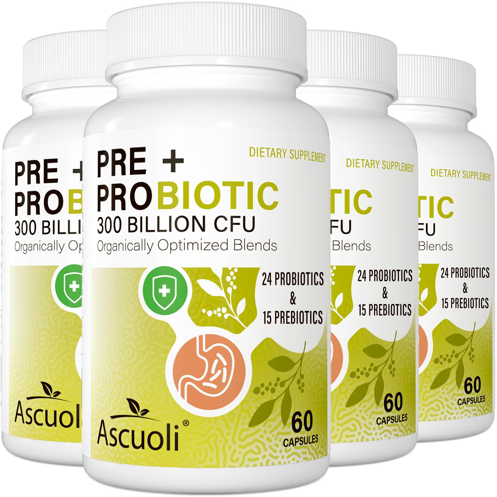 Probiotics for Women & Men - 300 Billion CFU, 24 Strains + 15 Organic Herbs Prebiotics Blend, Daily Probiotic for Digestive Health, Immune, Gut, Bloating - Maple Wellness Supplements