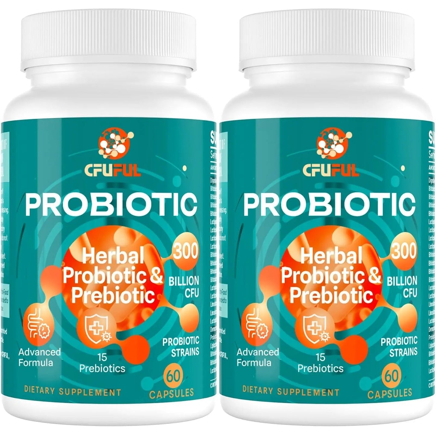 Probiotics for Women & Men - 300 Billion CFU, 24 Strains Probiotic + 15 Organic Herbs Prebiotics Blend, for Overall Digestive Gut Health, Immune, Constipation & Bloating, Shelf Stable - 4 Month Supply - Maple Wellness Supplements