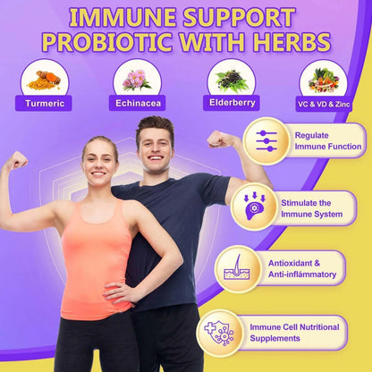 Probiotics for Women & Men Digestive Health，120 Billion CFUs, Prebiotics and Probiotics for Gut Health, D3, Zinc & Immune Support Herbs, Detox Cleanse, 45 Day - 3 Month Supply - Maple Wellness Supplements