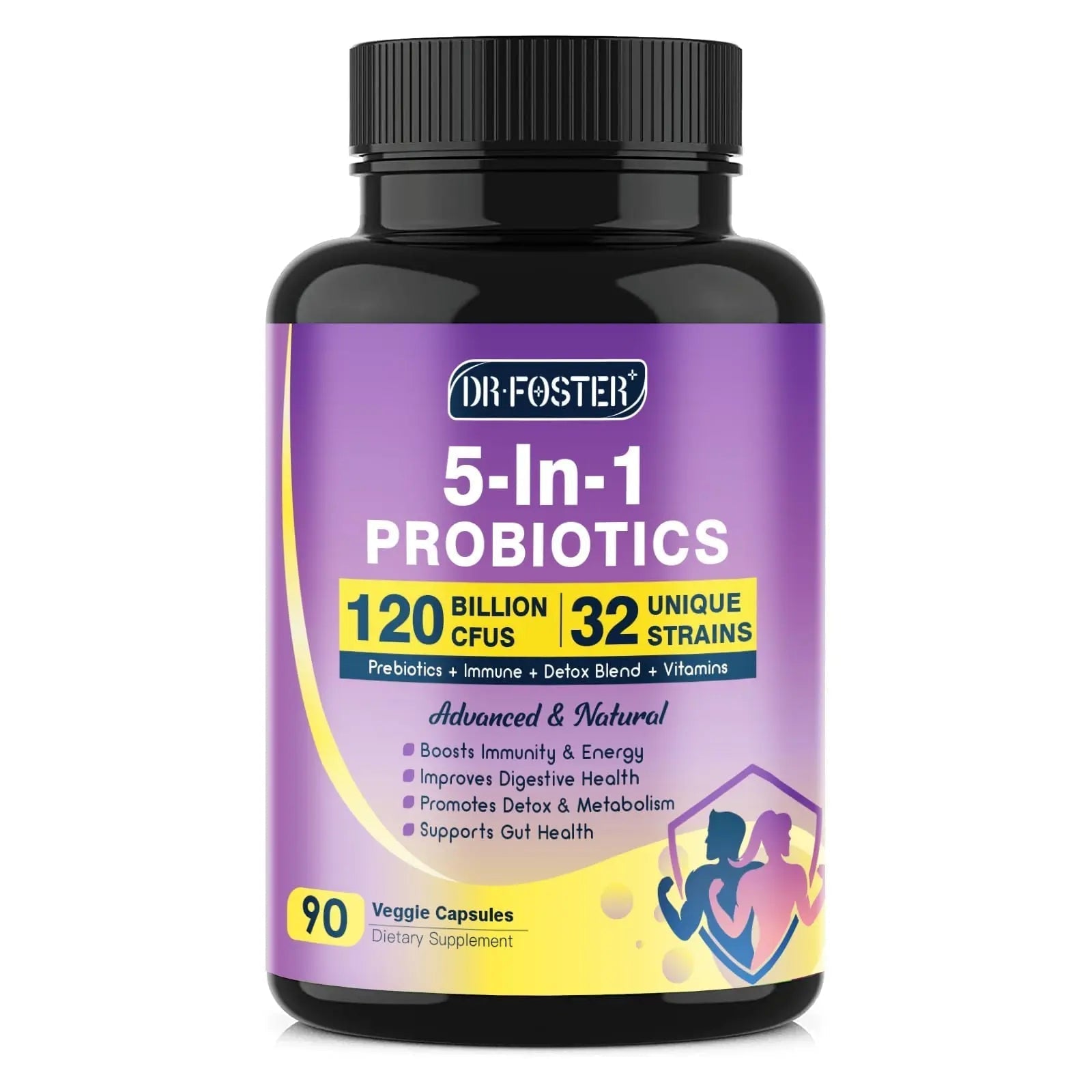 Probiotics for Women & Men Digestive Health，120 Billion CFUs, Prebiotics and Probiotics for Gut Health, D3, Zinc & Immune Support Herbs, Detox Cleanse, 45 Day - 3 Month Supply - Maple Wellness Supplements