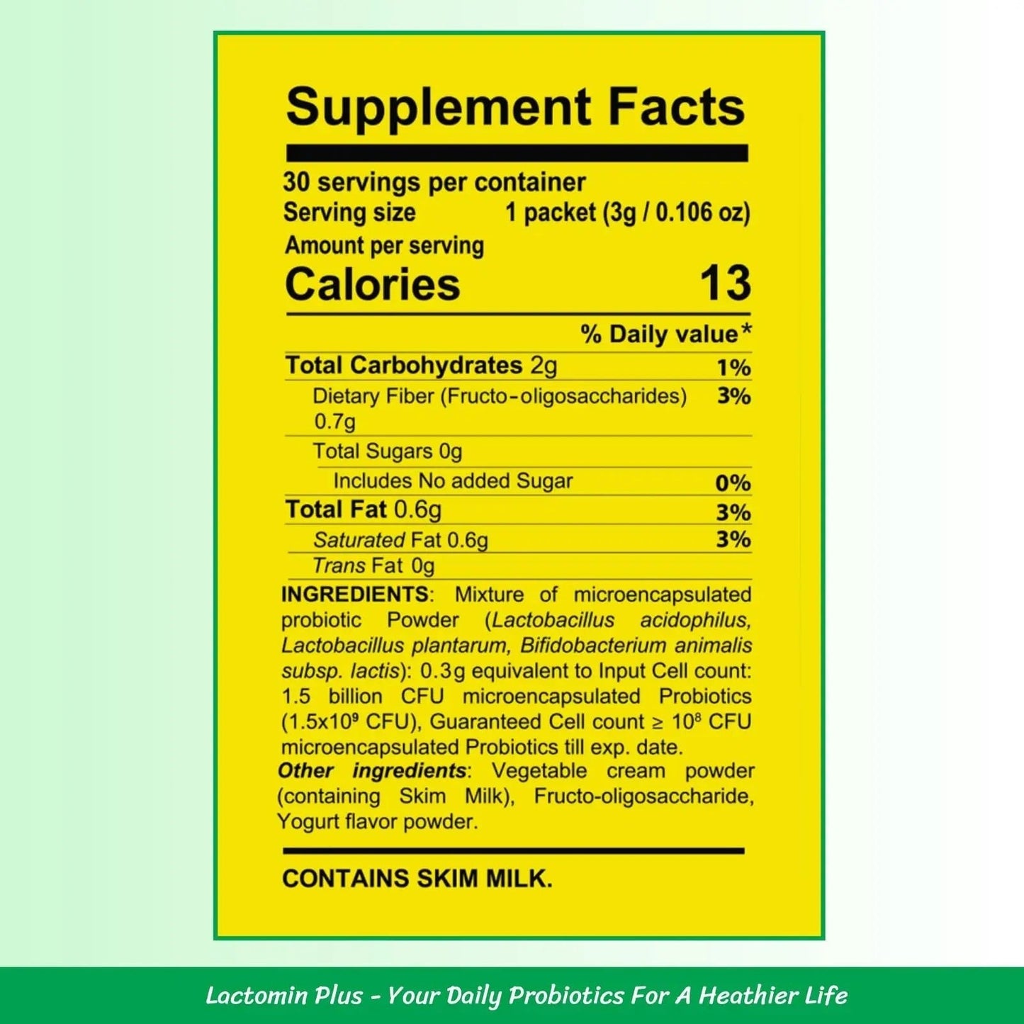 Probiotics - LactominPlus-3 Probiotics Strains - Powder - Sweet Yogurt Flavor - 30 Sticks x 3g (1month), 1.5 Billion CFU, with Prebiotics(FOS), Constipation & Bloating Relief, Microencapsulated - Maple Wellness Supplements