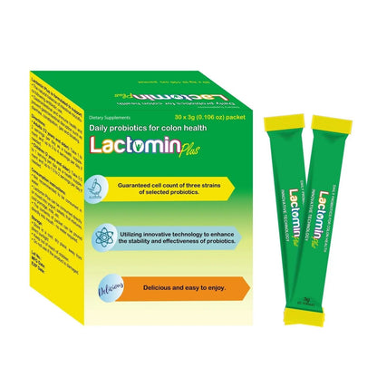 Probiotics - LactominPlus-3 Probiotics Strains - Powder - Sweet Yogurt Flavor - 30 Sticks x 3g (1month), 1.5 Billion CFU, with Prebiotics(FOS), Constipation & Bloating Relief, Microencapsulated - Maple Wellness Supplements
