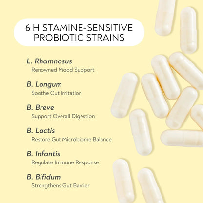 Probiotics - Mood Super Strains Probiotic - Naturally Supports Digestion & Mood - Histamine-Free Probiotics w/ L Rhamnosus GG, Shelf Stable Probiotic Supplement, 60 Day Supply, Non-GMO, VEGAN - Maple Wellness Supplements
