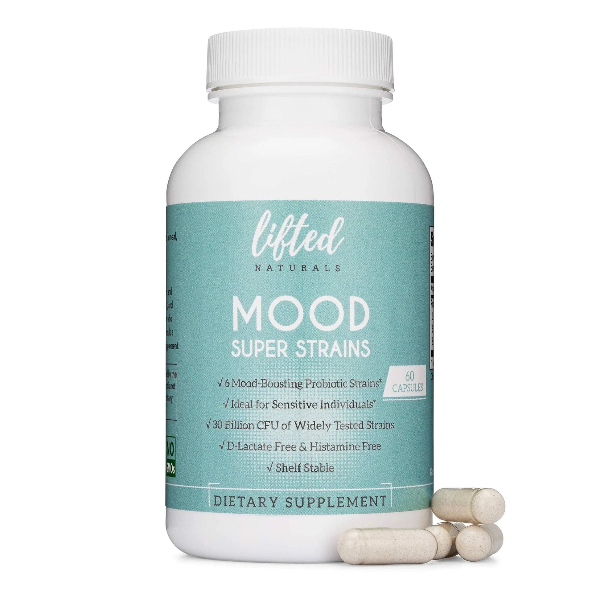 Probiotics - Mood Super Strains Probiotic - Naturally Supports Digestion & Mood - Histamine-Free Probiotics w/ L Rhamnosus GG, Shelf Stable Probiotic Supplement, 60 Day Supply, Non-GMO, VEGAN - Maple Wellness Supplements