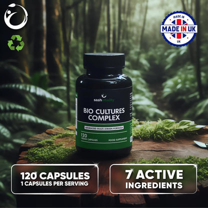 Probiotics & Prebiotics | 435 Billion CFU | Bio Cultures Complex | 120 Vegetarian Capsules for Women & Men - Lactobacillus Acidophilus, Bifidobacterium - Maple Wellness Supplements