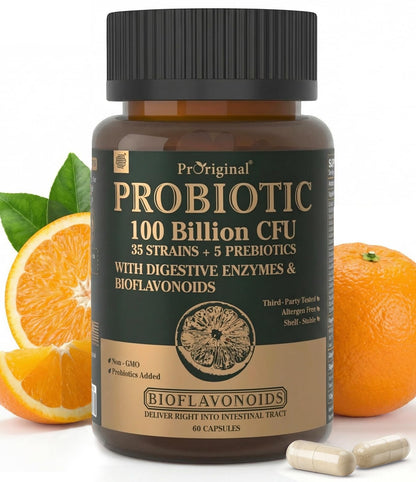 Probiotics with Prebiotics for Men and Women - 35 Strains Probiotics 100 Billion CFU for Gut & Digestive Health, Vegan Acidophilus Probiotic Supplement - Maple Wellness Supplements