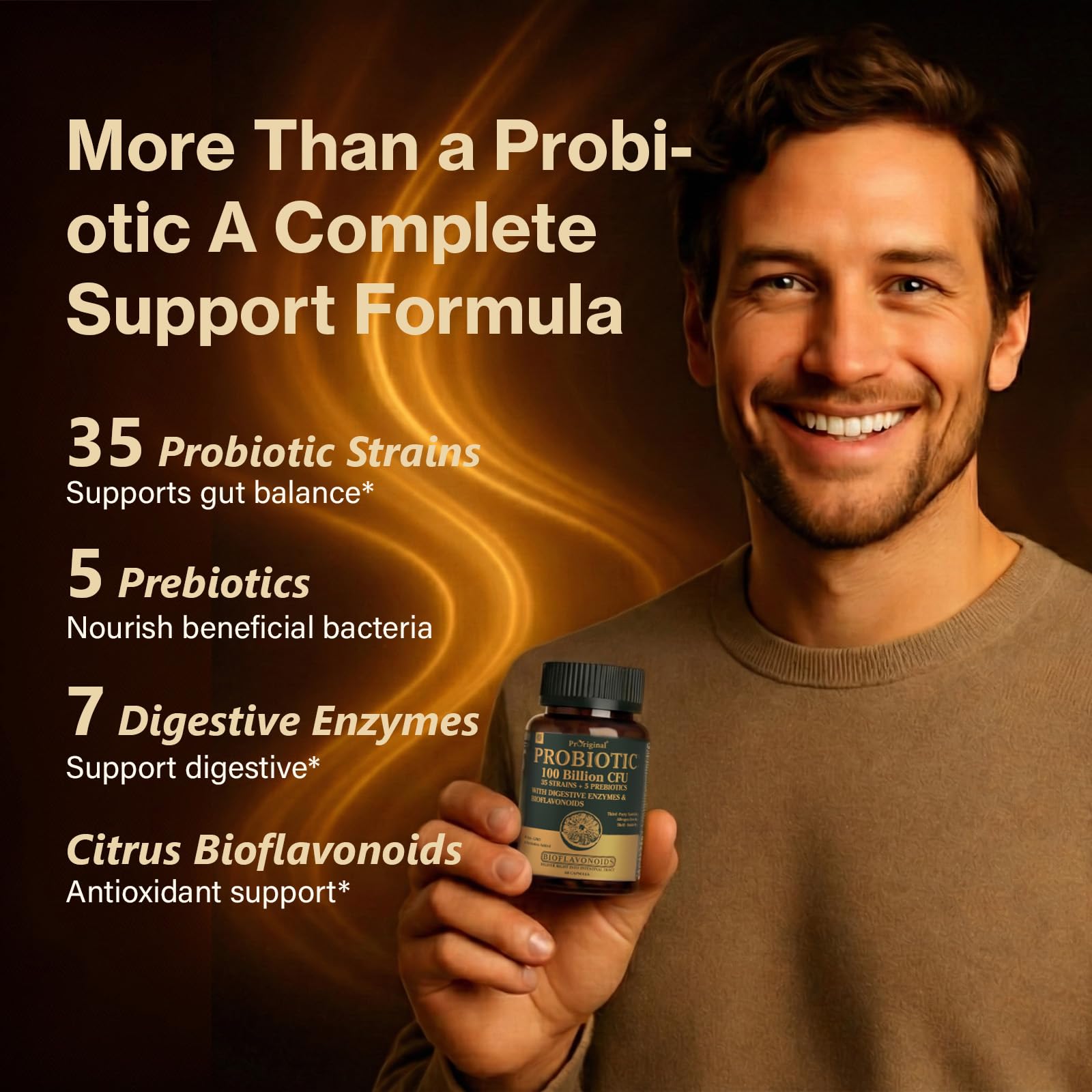 Probiotics with Prebiotics for Men and Women - 35 Strains Probiotics 100 Billion CFU for Gut & Digestive Health, Vegan Acidophilus Probiotic Supplement - Maple Wellness Supplements