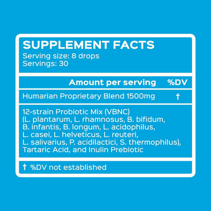 Probonix Humarian Liquid Probiotics for Adults - 12-Strain Probiotic Drops to Fortify Gut Health, Immunity and More - 30-Day Supply - Delicious Grape Flavor - Maple Wellness Supplements