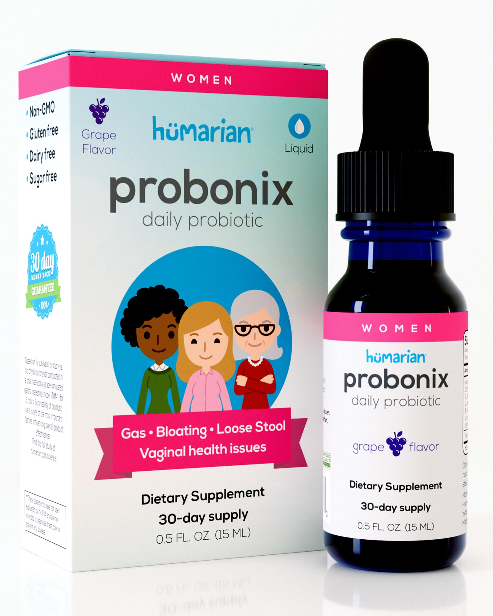 Probonix Humarian Liquid Probiotics for Women - 12-Strain Probiotic Drops to Fortify Women’s Gut Health, Vaginal Health, Immunity and Overall Wellness - Maple Wellness Supplements