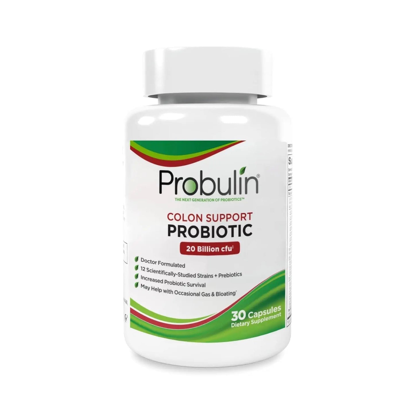 Probulin Colon Support Probiotic Supplement, Daily Gut, Digestive, and Immune Health Probiotics Capsules for Men and Women, 20 Billion CFU, Vegan, 30 Count Bottle - Maple Wellness Supplements
