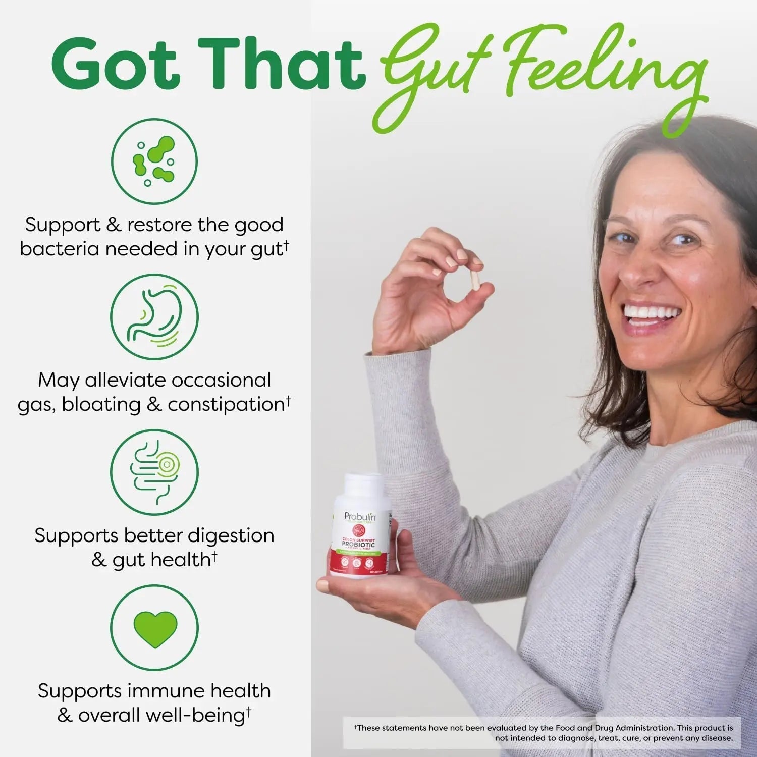 Probulin Colon Support Probiotic Supplement, Daily Gut, Digestive, and Immune Health Probiotics Capsules for Men and Women, 20 Billion CFU, Vegan, 30 Count Bottle - Maple Wellness Supplements