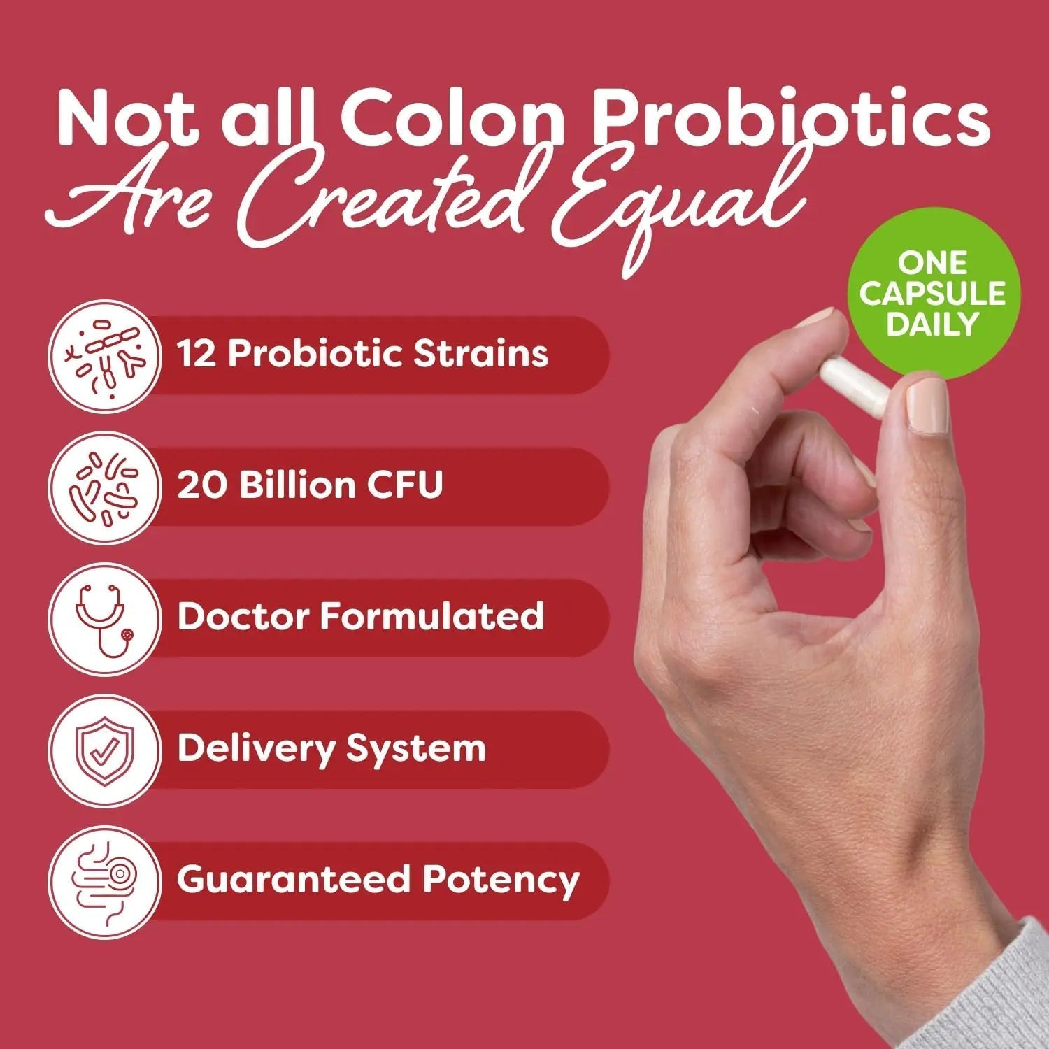 Probulin Colon Support Probiotic Supplement, Daily Gut, Digestive, and Immune Health Probiotics Capsules for Men and Women, 20 Billion CFU, Vegan, 30 Count Bottle - Maple Wellness Supplements