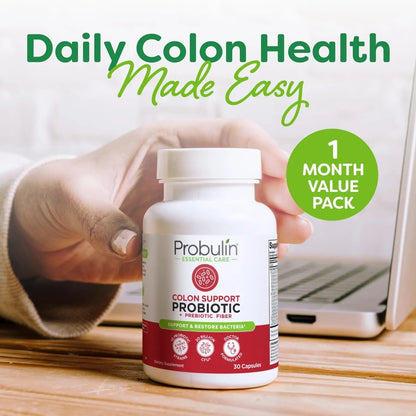Probulin Colon Support Probiotic Supplement, Daily Gut, Digestive, and Immune Health Probiotics Capsules for Men and Women, 20 Billion CFU, Vegan, 30 Count Bottle - Maple Wellness Supplements