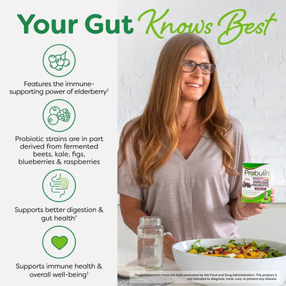 Probulin Total Care Immune = Prebiotics + Probiotics + Postbiotics + Elderberry to Support Immune & Gut Health - 20 Billion CFU - 10 Probiotic Strains, 30 Vegan Capsules - Maple Wellness Supplements