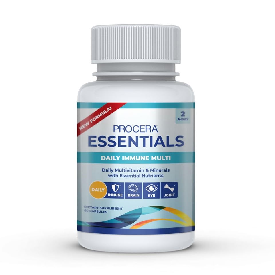 Procera Essentials Daily Immune Multivitamin - 19 Essential Vitamins, Minerals & Antioxidants - Eye, Heart & Brain Health - Maple Wellness Supplements