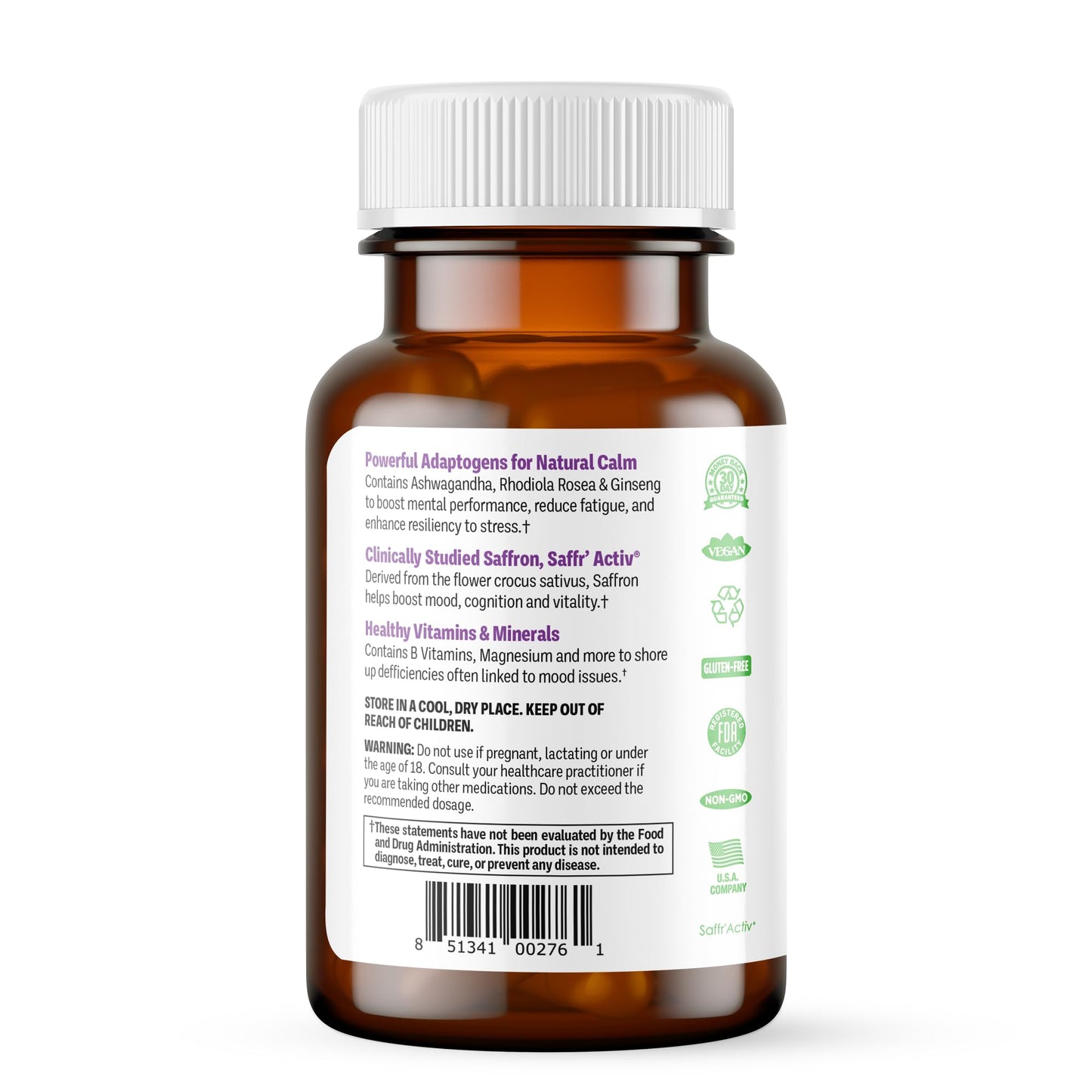 Procera Mood Support - Boost Mental Performance - Clarity - Mood Stability - Stress - Anxiousness - Mental Fatigue - Adaptogens - Saffron - Magnesium - Ashwagandha - Rhodiola - 60 Count - Maple Wellness Supplements