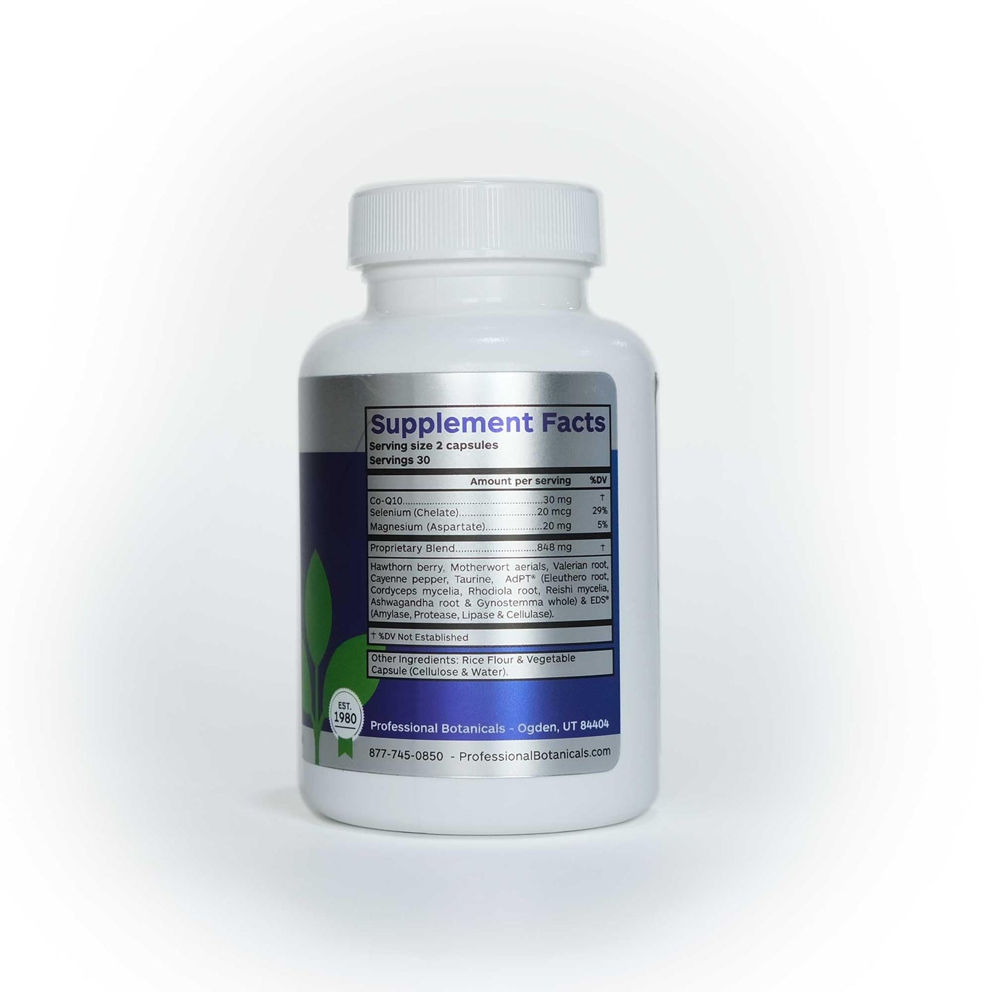 Professional Botanicals Cardio-CoQ CoQ10 - Vegan Formulated Coenzyme Q10 with Hawthorne Berry Valerian Root and Cayenne Pepper - 60 vegetarian capsules - Maple Wellness Supplements