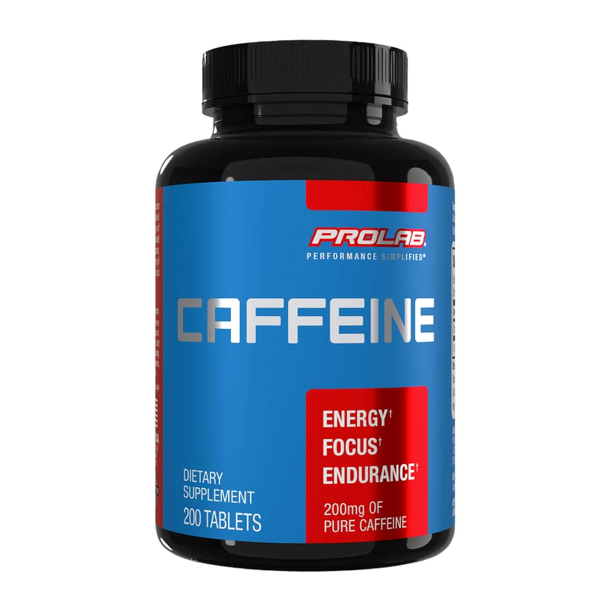 ProLab Caffeine Tablets 200mg - 200ct | Energy Support, Helps Enhance Endurance & Mental Focus, Reduce Fatigue, Pre-Workout, Extra Strength - Maple Wellness Supplements